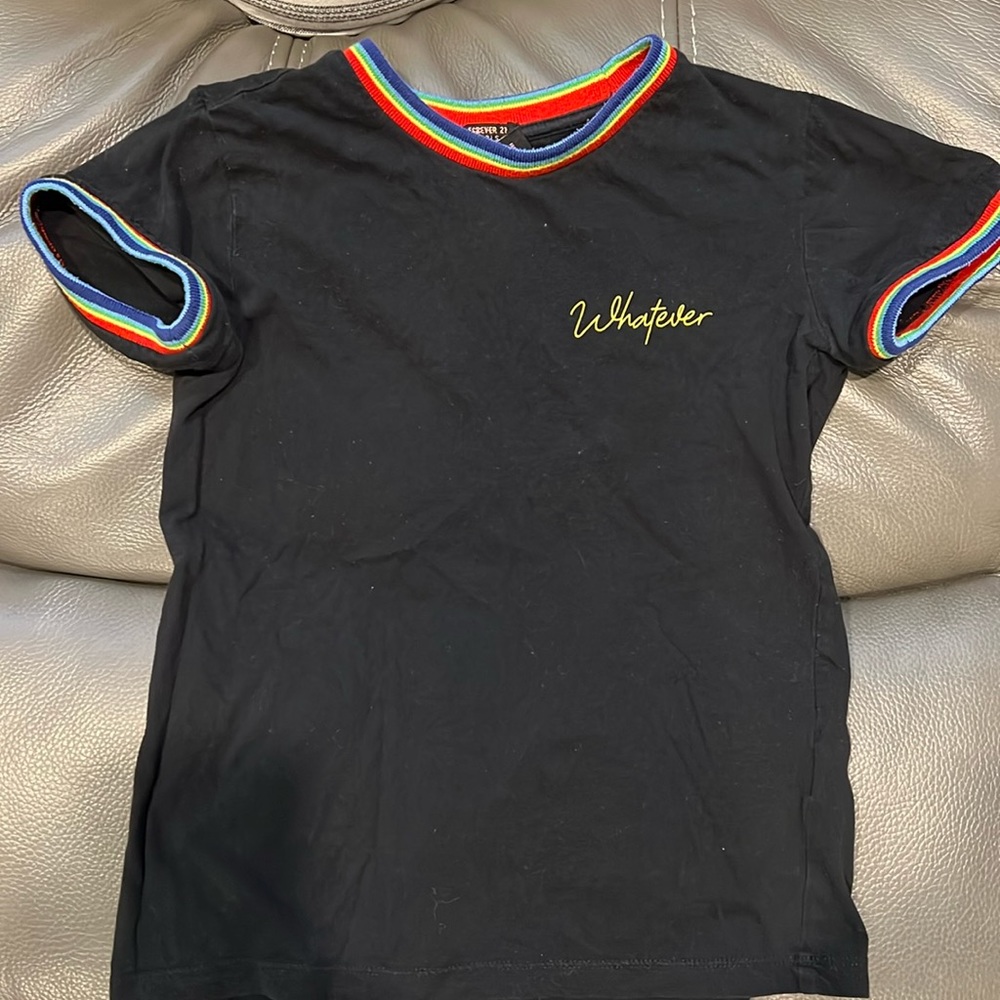 Black crop tee with rainbow ends from forever 21